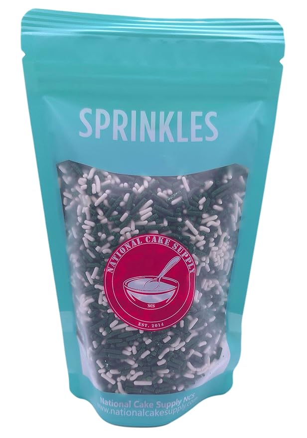 NCS Green and White Edible Jimmies Sprinkles, 8 ounces