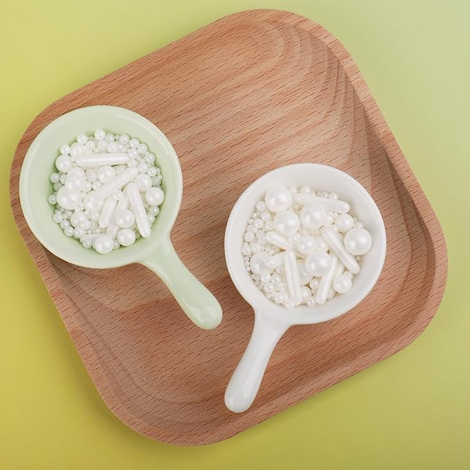 White Sprinkles for Cake Decorating, 4.6Oz White Rod and Pearl Sprinkles Mix for Baking, Cupcake, Cookie, Ice Cream, Donuts and Cake Decorating
