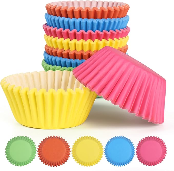 1000 Count White Paper Cupcake Liners, Standard Size 2 Inch, Unbleached Baking Cups for Muffins and Cupcakes (Rainbow, 2 Inch)