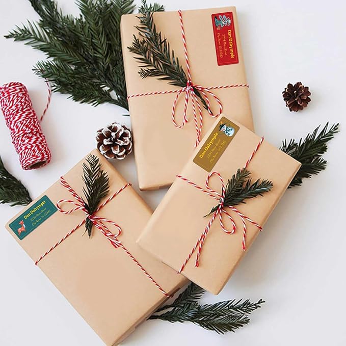 Personalized Address Labels mailing Labels Stickers Personalized Christmas Stickers 150pcs in Paper, Vinyl, Kraft Paper, Clear Material 0.75inchx2.5inch (Flower)