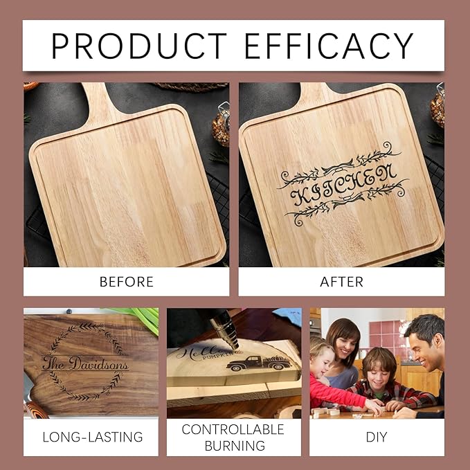 Wood Burning Marker Pen Kit with 3 Inspirational Word Stencil- Pyrography Art Tool for Wood Crafting, PET Tips, DIY Woodburning Marker Kit for Beginners, Home Studio School Art Projects