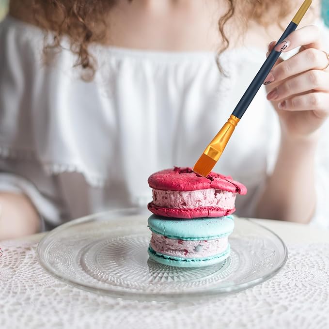 6 PCS Food Safe Paint Brushes, Blue Cake Decorating Brushes Set for Dusting Edible Glitter and Painting with Edible Color, Candy Decorating Brush for Cookie Cake Pastry Baking Fondant Decoration
