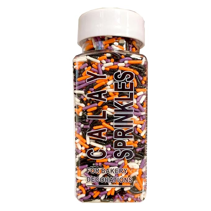 Sentovac Halloween Soft Jimmies Sprinkles Edible for Cake Decorating Orange Black Purple White Jimmies Sprinkle Cookie Cupcake Topper Ice Cream Baking Decorations Halloween Christmas Supplies 3.35oz