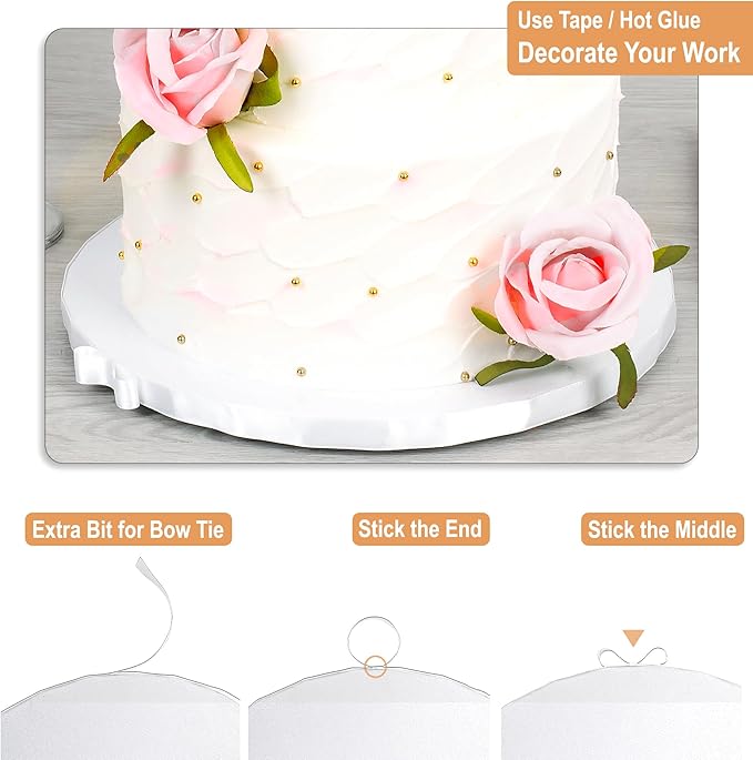 BOARDS+ Cake Drums 10 & 12 Inch (2 Sizes, 12 Pack Total) | 1/2" Thick Cake Rounds + Prop Up Tool Included | 0.5" Sturdy Circles, Seamless & Greaseproof For Presenting Heavy/ Tiered Cakes