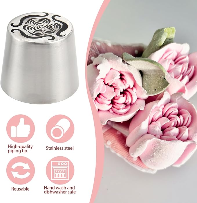 Extra Large Russian Piping Tips for Marshmallows Stainless Steel Flower Frosting Nozzles many styles Cake Decorating Baking tool for Buttercream, Cupcakes Cookies(SL70)