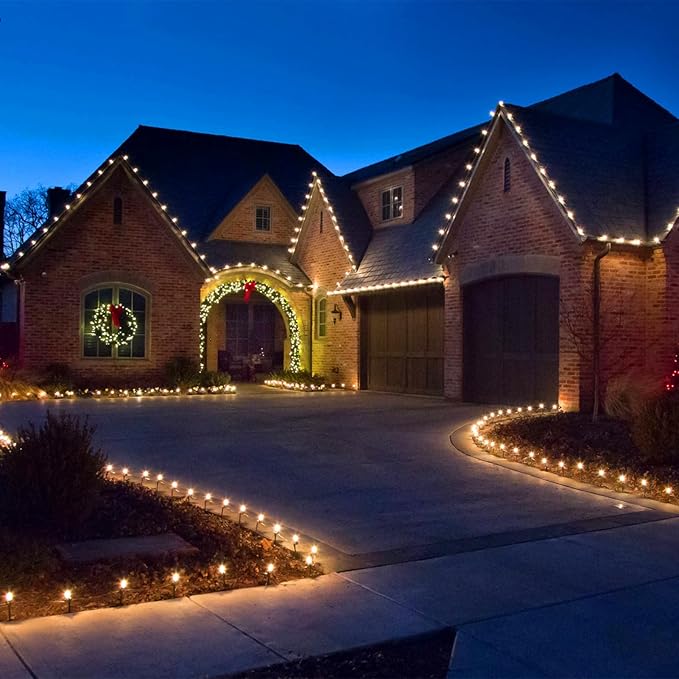 25-Pack Ceramic C9 LED Christmas Light Bulbs, Warm White LED Light Bulbs Holiday Decoration, Warm Christmas Decor for Indoor & Outdoor Use, E17/C9 Intermediate Base (Warm White Smooth)