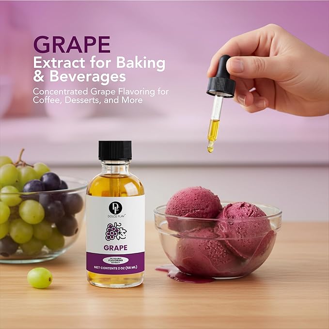 Dolce Flav Grape Extract – 2 Ounce Oil-Soluble Kosher, Sugar-Free, Concentrated Fruit Flavor for Candy, Chocolates & Desserts, Includes Measured Dropper