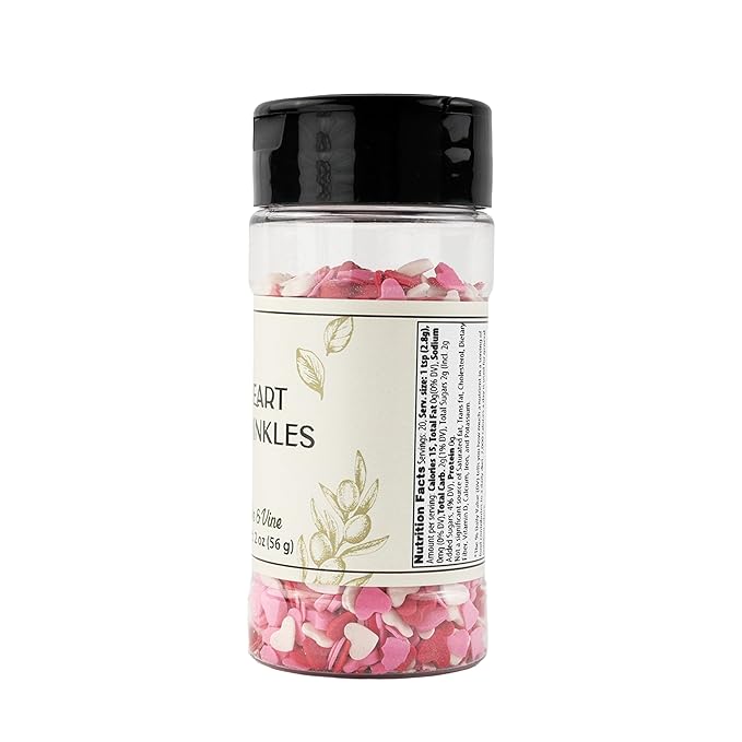 Olive & Vine Heart Sprinkles, Sweet Flavor, For Baking & Desserts, Rich Tradition, Authentic Taste, For Global Recipes (2 Ounce)