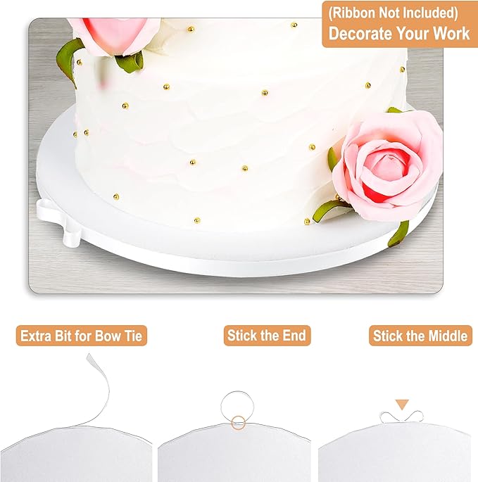 Sleek Cake Board Drum 8, 10 & 12 Inch (3 Sizes, 12 Pack Total) | Free Prop Up Tool | 1/2" Thick Cake Board Rounds | Sturdy & Greaseproof Cake Circle For Presenting Heavy/Tiered Cakes