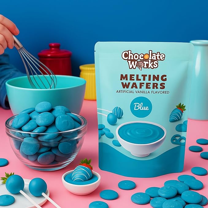 Chocolate Works Blue Melting Chocolate Wafers, 1lb (Pack of 1)