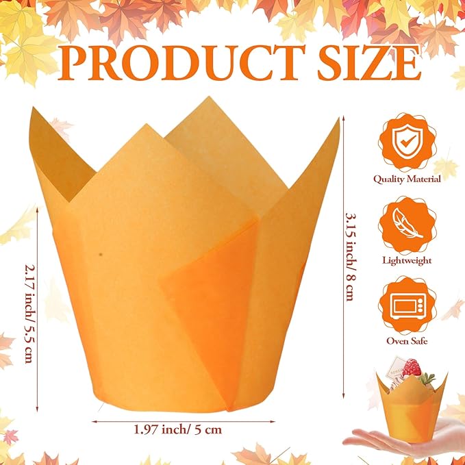 Tulip Cupcake Liners for Baking Muffin Liners Printed Baking Cups Holders Greaseproof Wrappers Decoration for Cupcake Bouquet Birthday Party Wedding Bride Shower