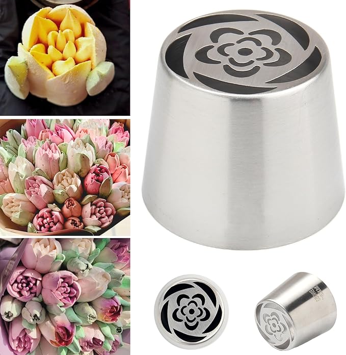 Extra Large Russian Piping Tips for Marshmallows Stainless Steel Flower Frosting Nozzles many styles Cake Decorating Baking tool for Buttercream, Cupcakes Cookies(SL53)