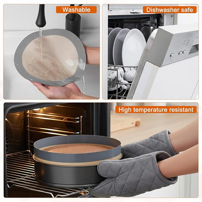 6 Pcs Silicone Baking Mat for 4, 7, 9 Inch Springform Pan Protector Prevent Cake from Sticking to Bottom and Side Easy Clean Nonstick Silicone Liners for Baking Cheesecake Pan