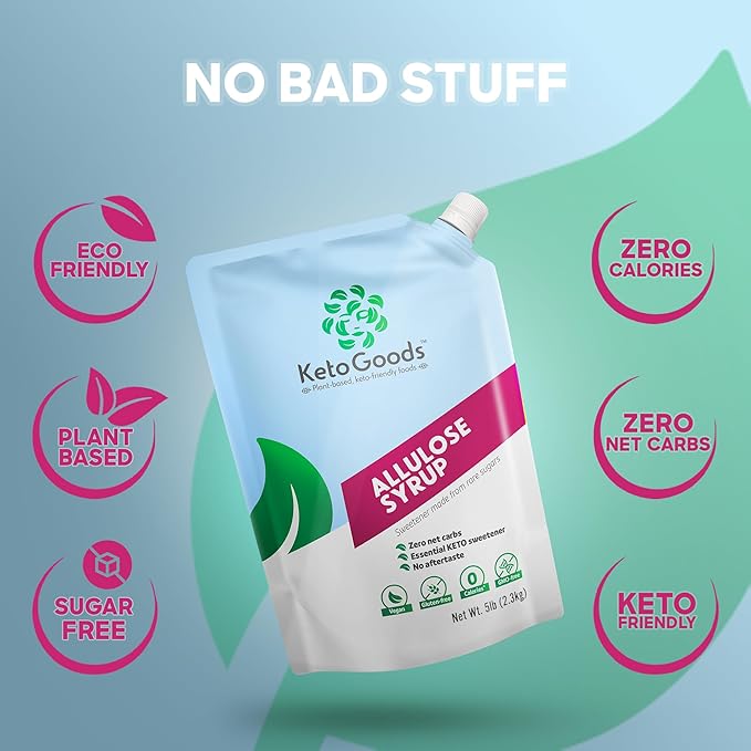 KetoGoods Allulose Simple Syrup: No carbs/calories, Keto friendly, No glycemic impact (5lb)