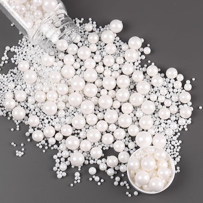 Cobakey Pearl Sprinkles for Cake Decorations 3.52 ounce White Sprinkles for Cupcake Toppers Wedding Party Valentines Halloween Christmas Supplies