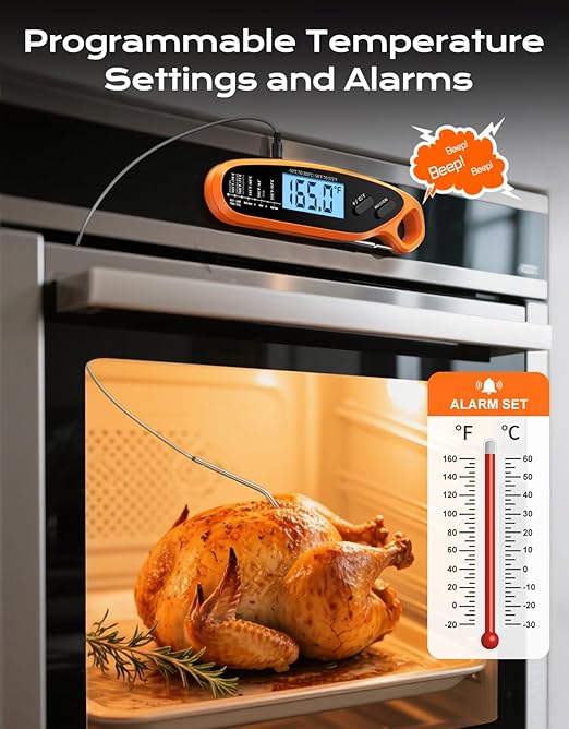 Digital Meat Thermometer for Cooking with Dual Probe, Large Backlit & Magnet, Instant Read Kitchen Food Thermometer for Turkey Candy Oven Grill BBQ Smoker Oil, Gifts Stocking Stuffers Christmas