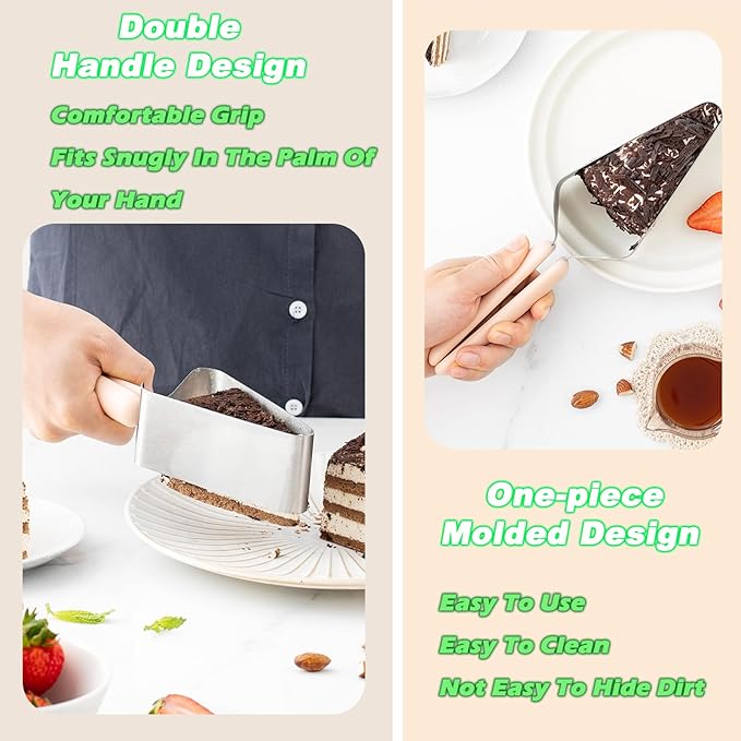 Suuker Cake Cutter, Stainless Steel Cake Knife and Server with Double Handle, Adjustable Cake Slicer for Cake Server, Pie Server, Cake Cutting Set for Wedding