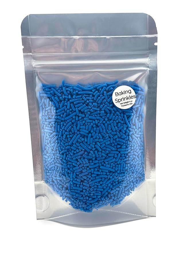 Blue Sprinkles for Baking Cakes, Cupcakes, Cookie Decorations, Ice Cream and Donut Toppings Edible Decorating Baking Supplies - 4 oz package (Blue)