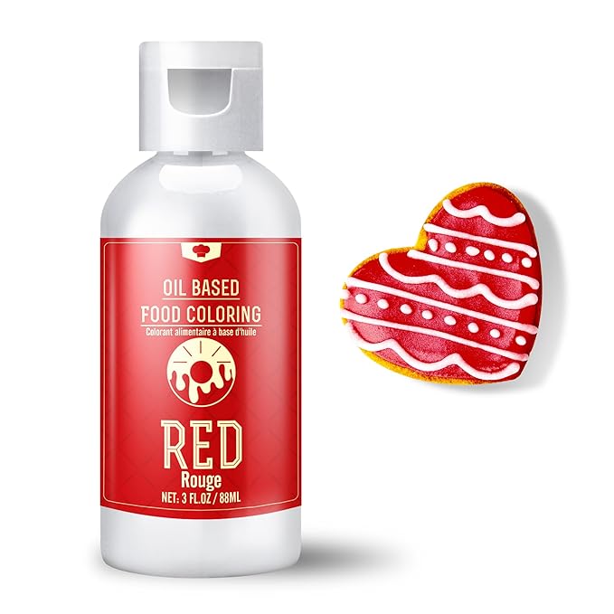 Oil Based Food Coloring for Chocolate - 88ml Vivid Fat Soluble Food Coloring for Candy Melts, Baking, Cake, Cookie - Liquid Tasteless Food Colour Dye for Butter, DIY Fondant and Macaron (Red)