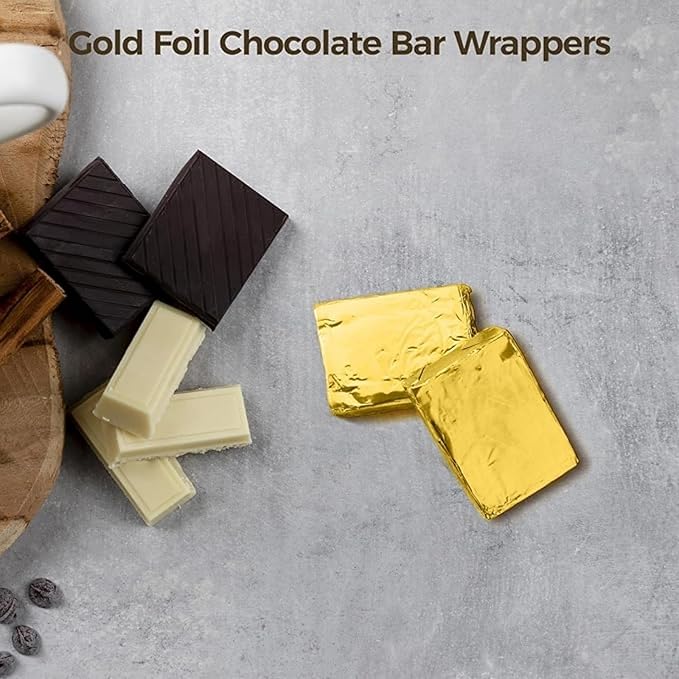 200 Pack 3.15x3.15 inch Golden Chocolate Wrappers Aluminium Foil Square Sweets Lolly Paper Wrapping for DIY Food Candy Packaging Decoration Party Favor Wedding Birthday Accessories