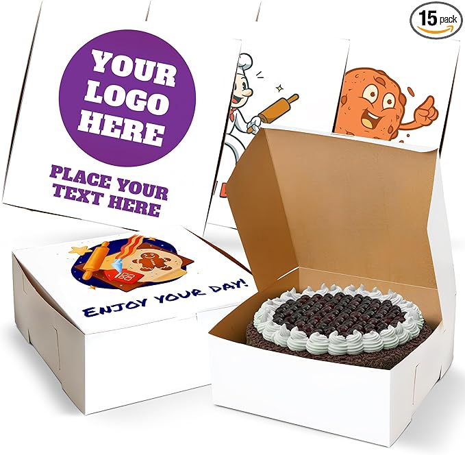 MT Products Plain Cookie Boxes 12" x 12" x 5" - White Bakery Boxes No-Window (Pack of 15) - Made in USA