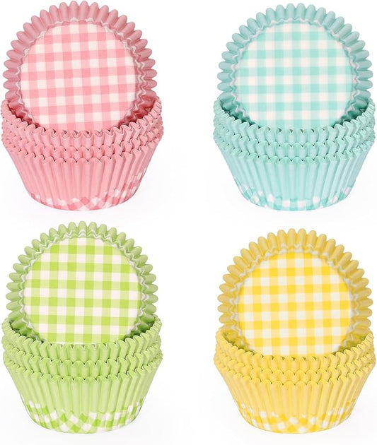 Standard Cupcake Liners 400 Count Paper Baking Cups Buffalo Plaid Disposable Cupcake Wrappers for Wedding and Party Baking Supplies