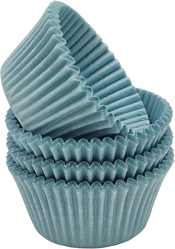 Premium Blue Greaseproof Cupcake Liners Muffin Paper Baking Cups Standard Sized, 100-Count