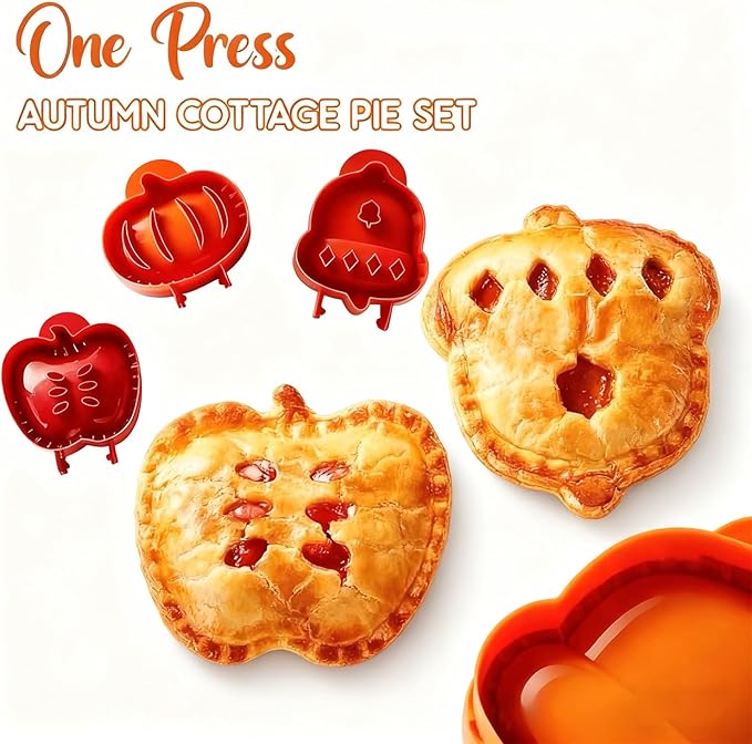 3 Pieces Mini Pie Molds, Party Potluck Hand Pie Molds, Holiday Mini Pie Mold, Fall Apple Pumpkin and Acorn Shapes Pocket Pies Maker (A)