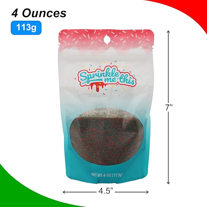 Christmas Sprinkles - Holiday Sprinkles For Baking And Decorating - A Variety Of Bulk Sprinkles Sure To Fit Every Baking Need For The Holidays - 4 Ounce Variety (Red & Green Sanding Sugar)