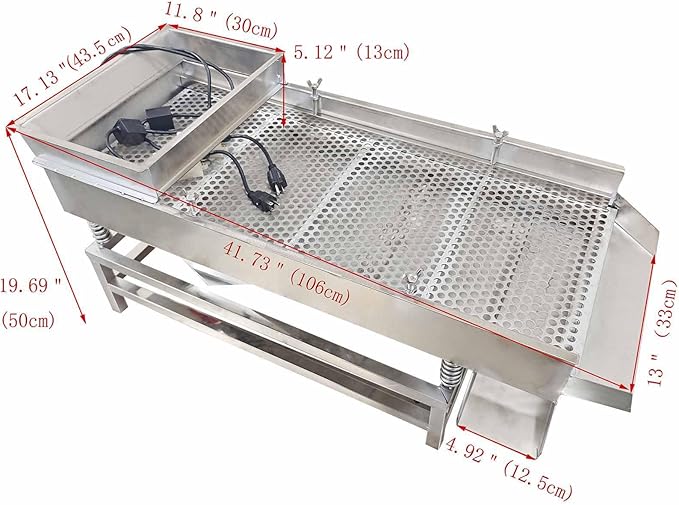 Electric Vibrating Sifter with 12mm Screen Straight Vibrating Sieve Shaker Stainless Steel Linear Sifter Machine Linear Shaker (Two Motor) 110v JG40-95 Series