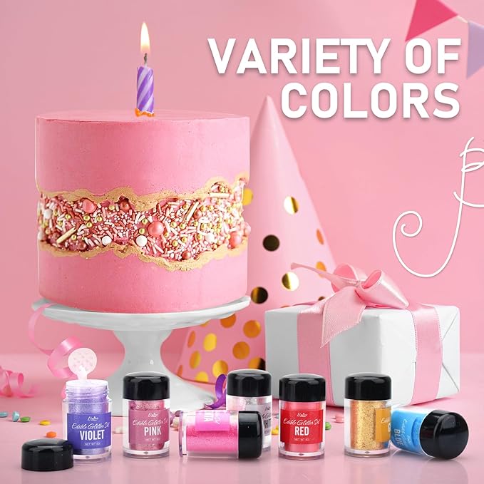 Edible Glitter - 30g Edible Luster Dust Metallic Food Grade Coloring Glitter for Drinks, Baking, Cake Decorating - Edible Dust Powder Shimmer Sprinkle Powder for Icing, Cocktail, Candy (Pink)