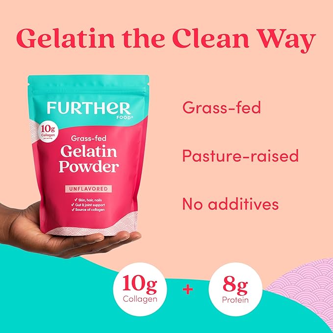 Further Food Premium Gelatin Powder – Unflavored, Grass-Fed & Pasture-Raised Beef Hide, Non-GMO, Sugar-Free, Keto & Paleo Friendly, 31.74 oz