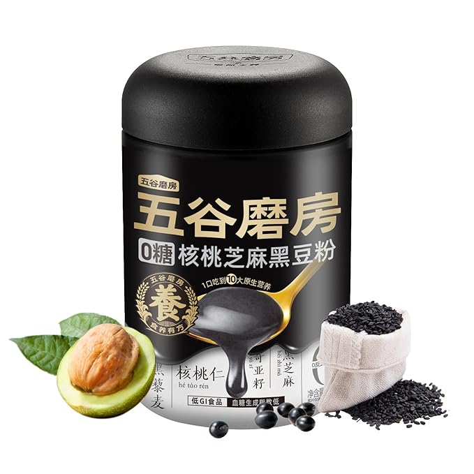 Sugar-Free Walnut Black Soybean Sesame Meal Replacement Powder, Low GI, Smooth and Easy to Absorb, Rich in Sesamin, Non-GMO, Vegan, Zero Sugar Meal Replacement Shake, 19.25oz (546g)