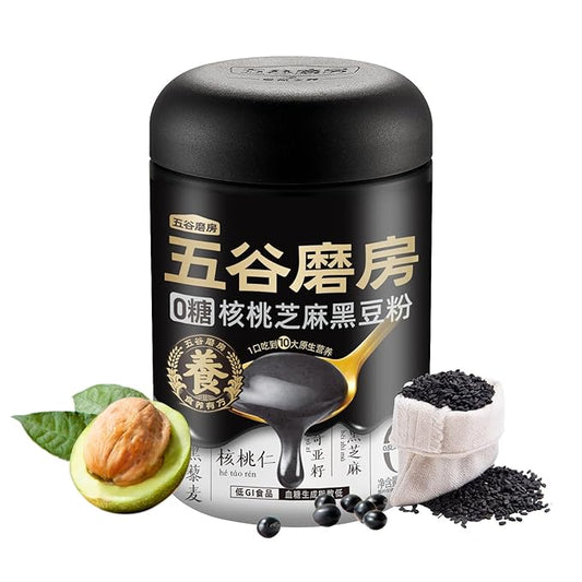Sugar-Free Walnut Black Soybean Sesame Meal Replacement Powder, Low GI, Smooth and Easy to Absorb, Rich in Sesamin, Non-GMO, Vegan, Zero Sugar Meal Replacement Shake, 19.25oz (546g)
