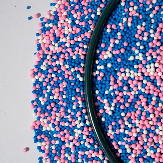 Nonpareils Sprinkles, Edible Pearl Sprinkles for Cake Decorations, Baking, Ice Cream, Cookies, Cupcake Topper Edible Pearls Sprinkles - 2mm Matte White Sugar Pearls for Cake Decorating ( 130g/4.6oz )1 Bottle (2mm pink blue purple)
