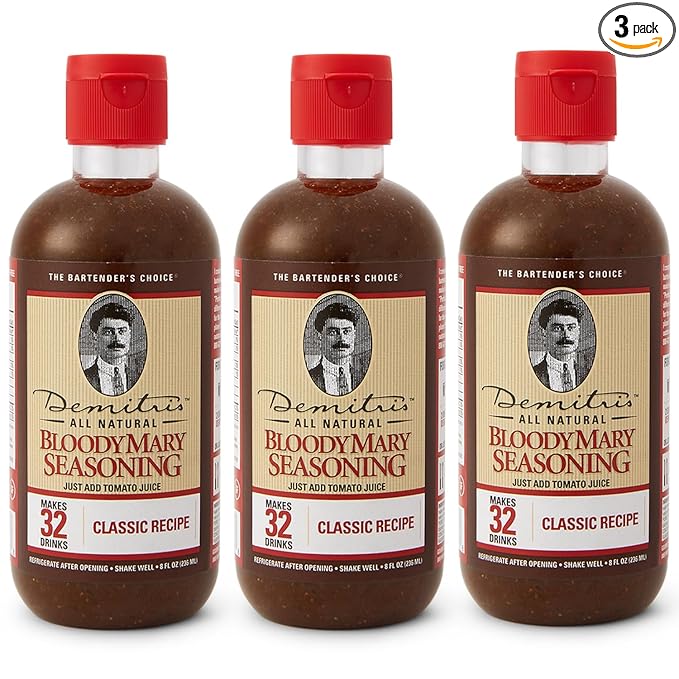Demitri's Bloody Mary Seasoning Classic Recipe - Bloody Mary Mix - Concentrated Drink Mixer - Bold Rich Flavor - Perfect for Home Brunch Parties & Cocktails - 8oz Bottle (Pack of 3)