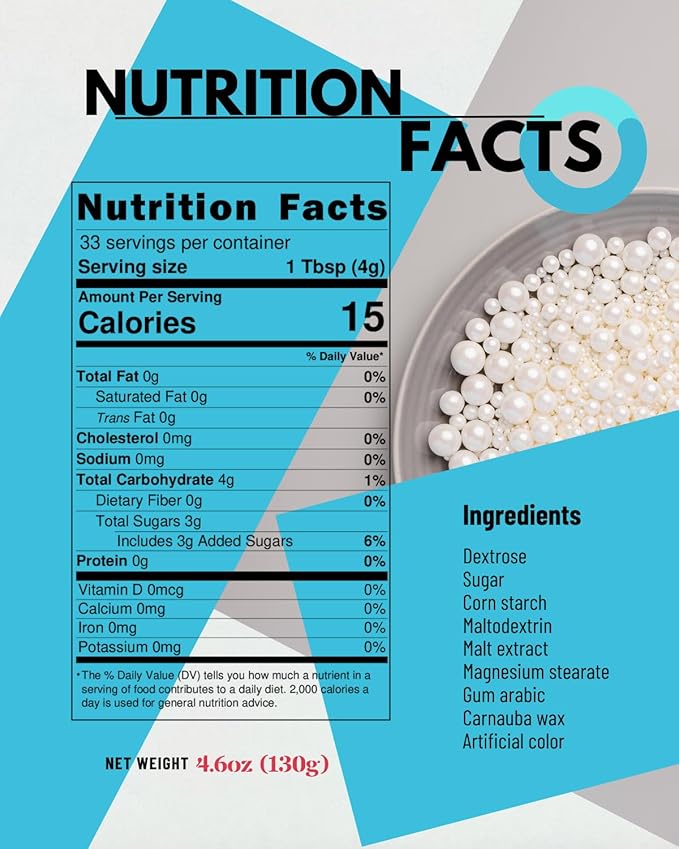 Sweet Spell White Pearl Sprinkles for Cake Decorating (130g/ 4.6oz) - Sugar Candy Ball Pearls for Cupcakes, Ice Cream Toppers, and Baking Cake Decoration