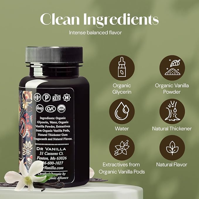 Organic Alcohol free Vanilla Paste - Bourbon, Madagascar, Kosher, Halal, non- GMO, Alcohol-Free, Sugar free, Gluten free, contains fresh vanilla powder