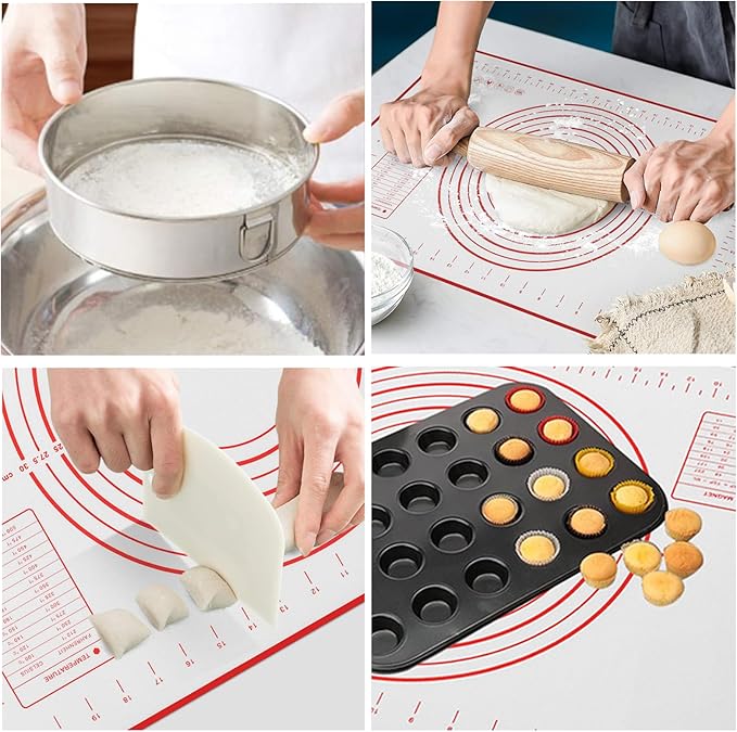 Flour Sifter, Flour Sieve,Tamis Stainless Steel Flour Sifter for Baking Cake Bread, Hanging Ring Design, with Dough Scraper, Sieve Fine Mesh,Best Baking Lovers' Gift