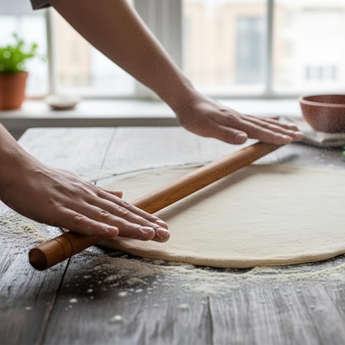 Beech Wood Turkish Oklava Rolling Pin – Non-Stick Oil-Infused Smooth Surface for Dough, Cookies, Pastry, Pizza & Bread – Traditional 18.7 Inch (48 cm) Kitchen Roller for Home & Professional Bakers