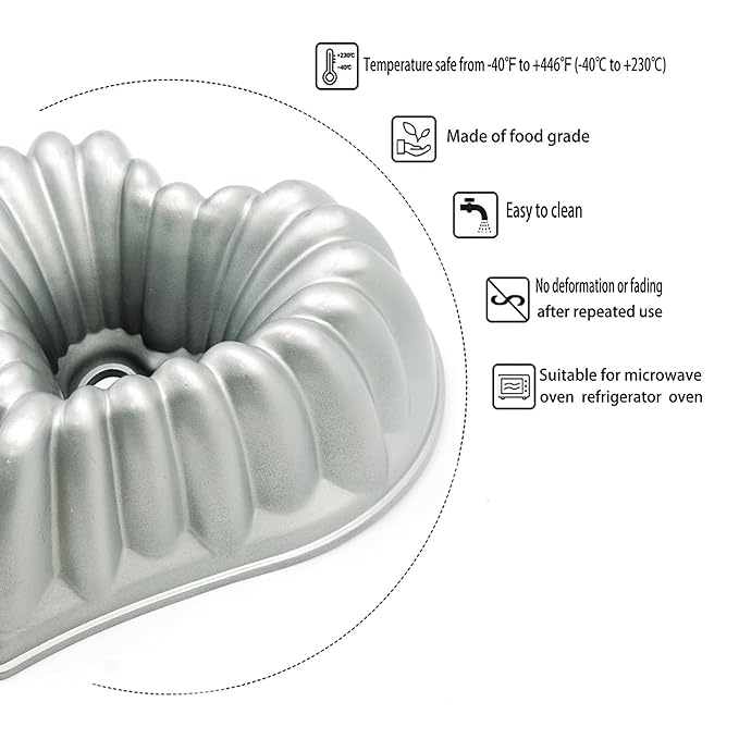 Kundalini Heart Shaped Cake Pans Charlotte Cake Mold Heart Shaped Fluted Cake Pan for Valentine’s Day Christmas Wedding Party 10inch Nonstick Heavy Duty Cake Pan