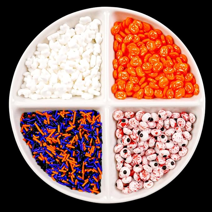 Halloween Sprinkles for Cake Decorating, Edible Candy Eyeballs, Pumpkin Sugar Sprinkles Mix, 160g/5.64oz, Perfect for Cake Decoration, Cupcake Decorations Cookies Toppings