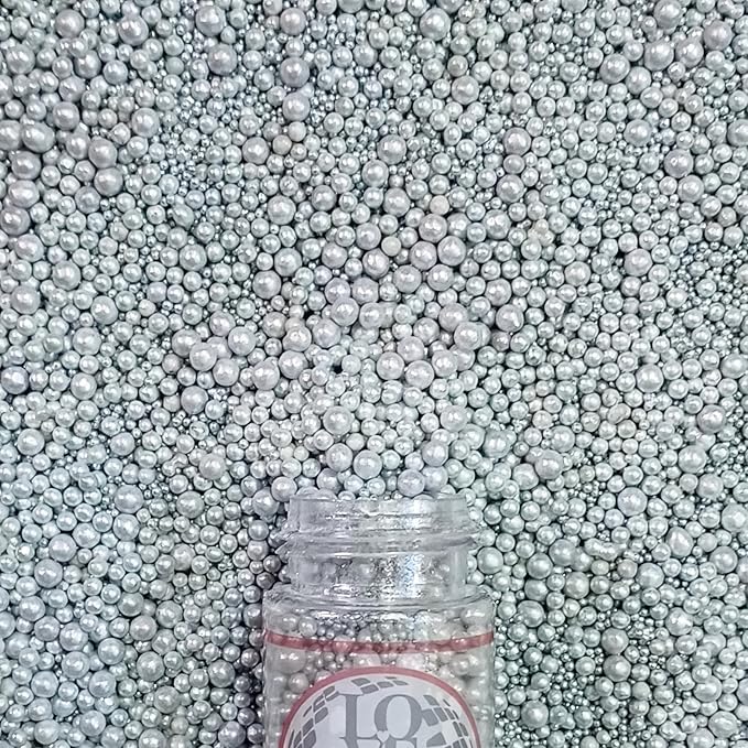 Confect Silver Metallic Sprinkles Mix – Metallic Sugar Pearls & Decorative Disco Balls for Cake, Cupcake & Cookie Decorating -Vegan, Gluten-Free, Nut-Free, Soy-Free, Dairy-Free, Palm Oil-Free – 4.2 oz