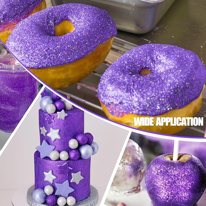 Edible Glitter Spray - 22g Edible Luster Dust Metallic Food Grade Glitter for Drinks, Cake Decorating, Baking - Edible Food Coloring Powder Shimmer Glitter for Cocktail, Icing, Candy (Purple)