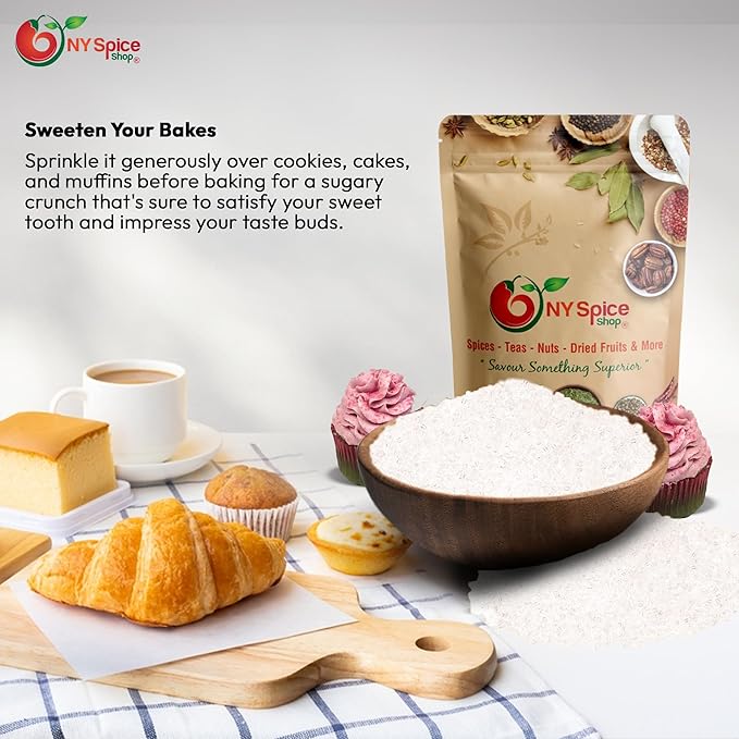 NY Spice Shop White Sanding Sugar - 8 Ounce Sweet Colorful Edible Sprinkles For Candy Dish - Sugar Sprinkles For Cake Decorating Cookies Basket & Dishes