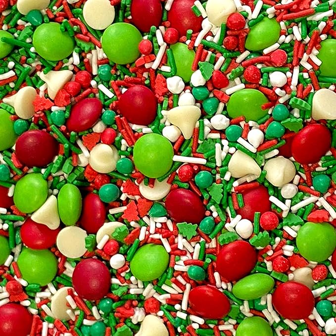 Fancy Sprinkles Limited Edition Holiday Baking Confetti Sprinkles and Chocolate Pieces, Candy-Coated Chocolatey Morsels, Christmas Tree Pieces, Vanilla Chips 8 oz Bag (2 Pack)