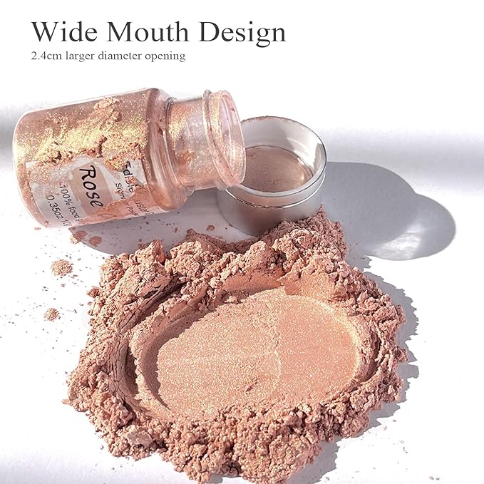 Rose Gold Luster Dust Edible Glitter for Cocktails – 10g Colaele Edible Shimmering Dust for Chocolates, Metallic Food Coloring Powder for Cake Decorating Edible Glitter for Drinks, No Gluten,Vegan