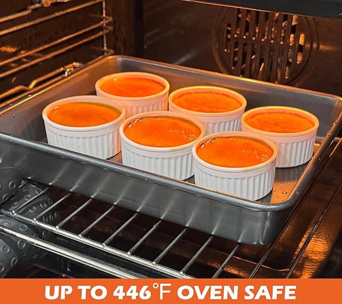 Koluti 8oz Nonstick Silicone Ramekins with Lids, 6-Pack Oven Safe Creme Brulee Baking Bowls Souffle Pudding Cups, Ice Cream Dessert Snack Food Storage Contianer, BPA Free, Freezer & Dishwasher Safe