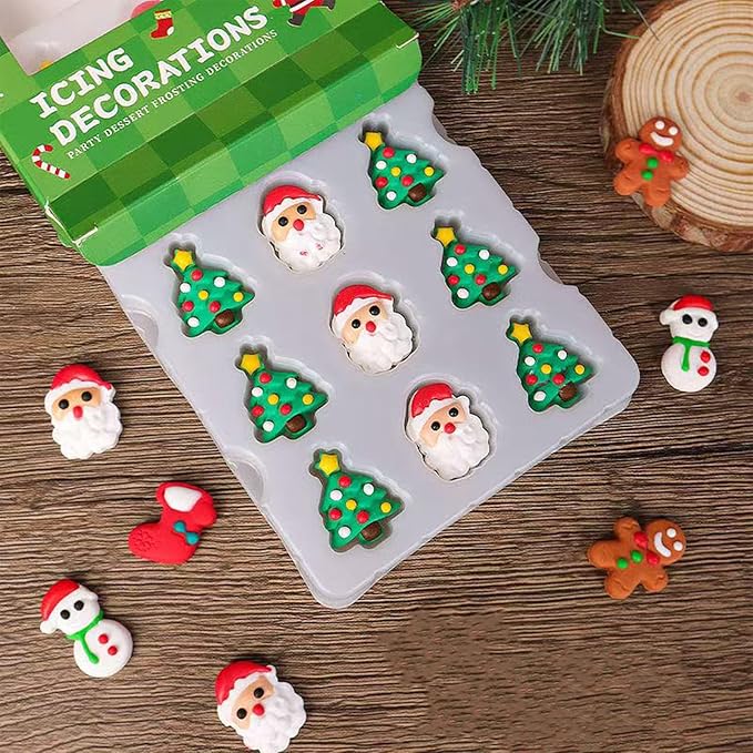 PhilaeEC 10 Pcs Christmas Tree 5 Pcs Santa Claus Mix Icing Decoration Edible Candy Sprinkle for Cake Decoration Baking Cookie Cupcake Toppers Christmas Holiday Party Supplies