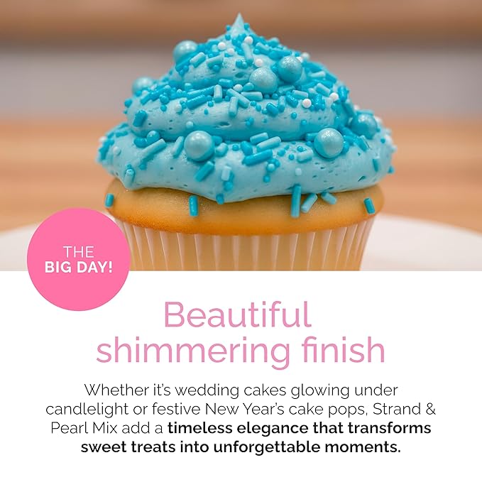 Cake Craft Blue Sprinkles Mix – 3-Pack (100g Each) | Sugar Strands & Sugar Pearls | Elegant Mixed Sprinkles for Cakes, Cupcakes, Cookies & More